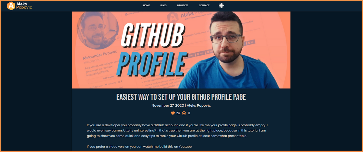 blog post example with dev.to icons